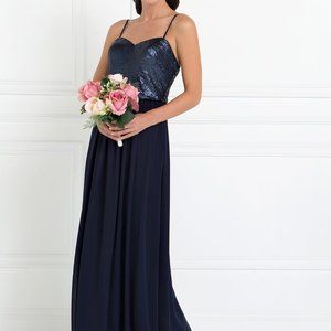 Full Sequin Top Chiffon Long Dress GSGL2416